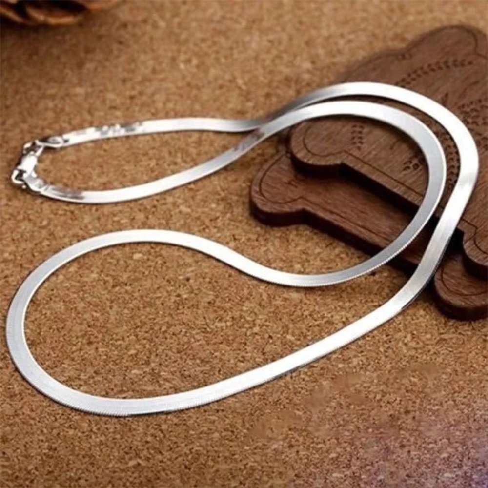 Stunning Luxury 22 Inch Herringbone Necklace, Stamped 925 Sterling Silver - Picture 3 of 5
